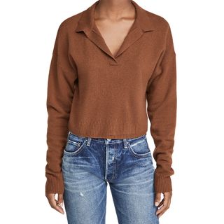 Reformation + Cashmere Cropped Polo Sweater