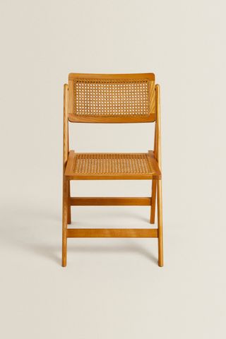 Zara + Rattan and Wood Folding Chair