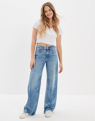 American Eagle + Dreamy Drape Super High-Waisted Baggy Wide-Leg Jean