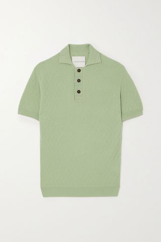 King & Tuckfield + Jacquard-Knit Merino Wool Polo Shirt