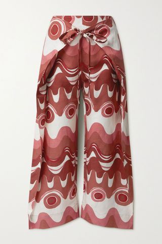 Cult Gaia + Maraise Layered Printed Linen and Tencel Lyocell-Blend Wide-Leg Pants
