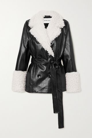 Stand Studio + Harmony Belted Faux Shearling Jacket