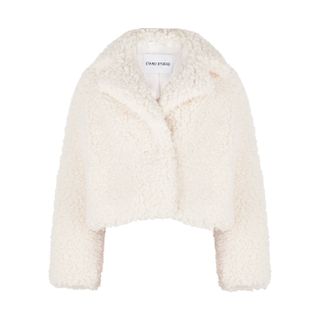 Stand Studio + Janet Off-White Cropped Faux Shearling Jacket