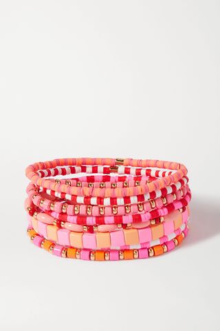 Roxanne Assoulin + Colour Therapy Set of Eight Enamel and Gold-Tone Bracelets