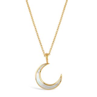 Dinny Hall + Gold Moon Charm With Inlaid Mother of Pearl Pendant