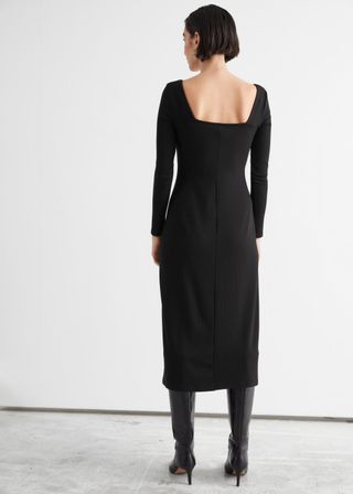 & Other Stories + Sweetheart Neck Midi Dress