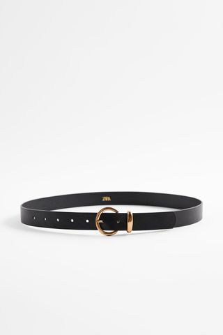 Zara + Circular Buckle Leather Belt