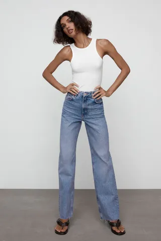 Zara + Wide Leg Full Length Jeans