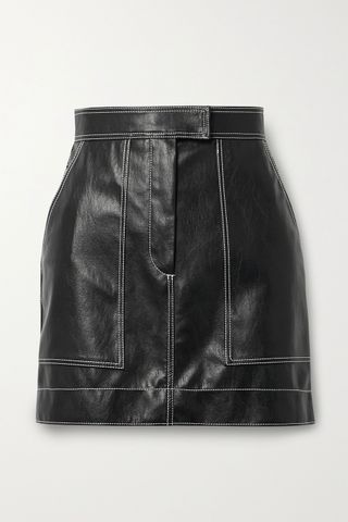 LVIR + Topstitched Faux Leather Mini Skirt