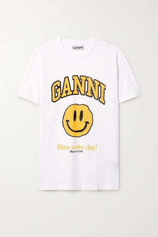 Ganni + + Net Sustain Printed Organic Cotton-Jersey T-Shirt