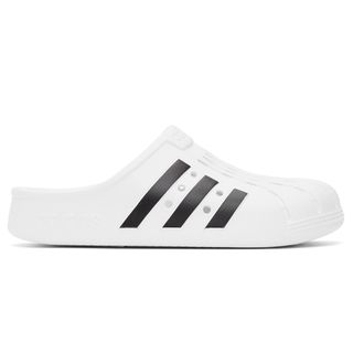 Adidas Originals + White Adilette Clog Sandals