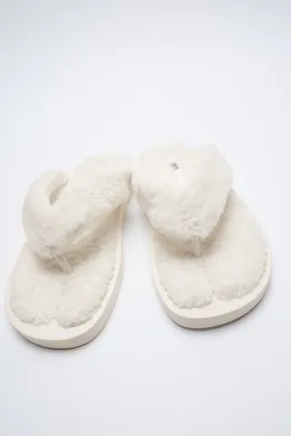 Zara + Faux Fur Low Heel Sandals