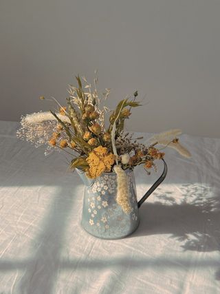 H Botanics Weddings + Natural Yellow Yarrow Dried Flower Arrangement