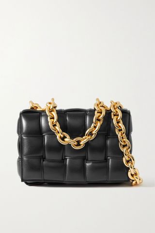 Bottega Veneta + Cassette Chain-Embellished Padded Intrecciato Leather Shoulder Bag