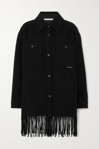 Alexander Wang + Oversized Fringed Wool-Felt Coat