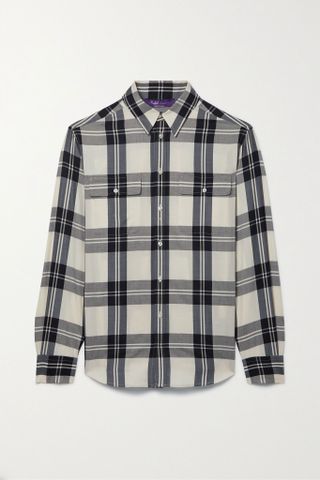 Ralph Lauren Collection + Leann Checked Wool, Silk & Cashmere-Blend Flannel Shirt