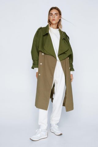 Nasty Gal + Two Tone Belted Oversized Trench Coat