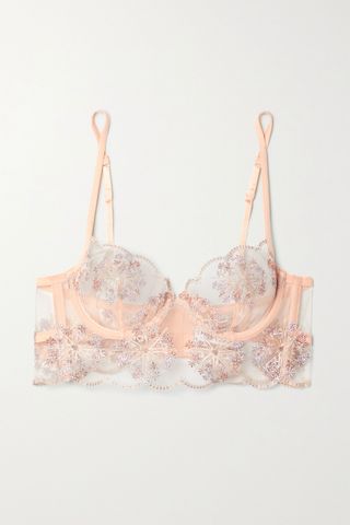 La Perla + Flower Explosion Embroidered Stretch-Tulle Underwired Soft-Cup Bra