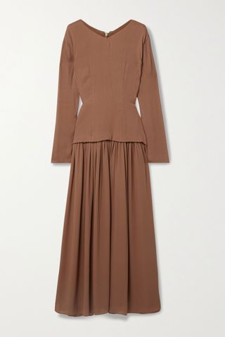 Tove + Etienne Silk-Crepon and Pleated Georgette Maxi Dress