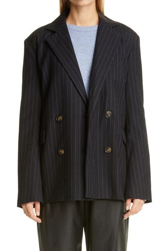 Loulou Studio + Oversized Double Breasted Stretch Wool Blazer