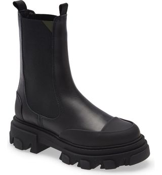 Ganni + Leather Lug Sole Platform Boots