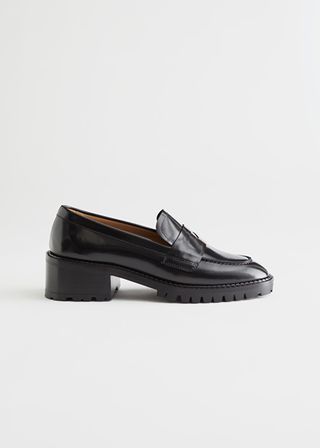 & Other Stories + Heeled Leather Penny Loafers