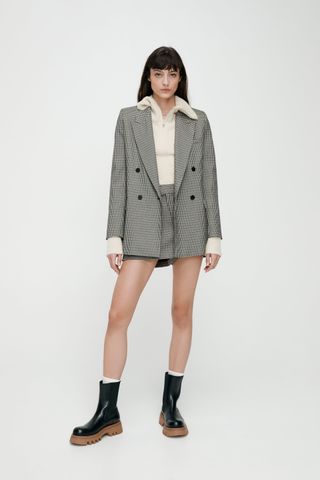 Zara + Tailored Plaid Blazer