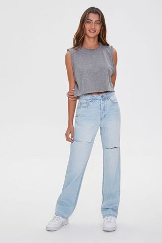 Forever 21 + Ripped Wide Leg Jeans