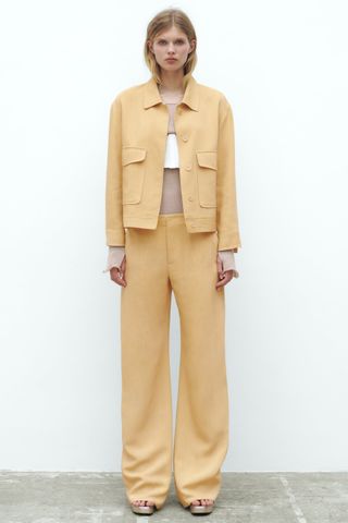 Zara + Linen-Blend Pocket Jacket