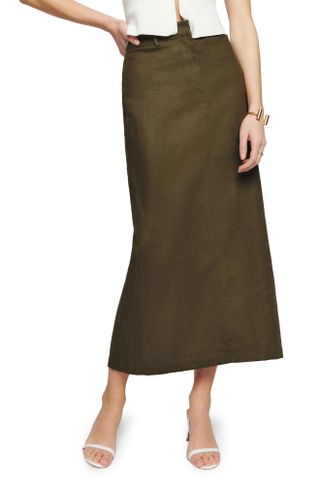 Reformation + Gia Linen Midi Skirt