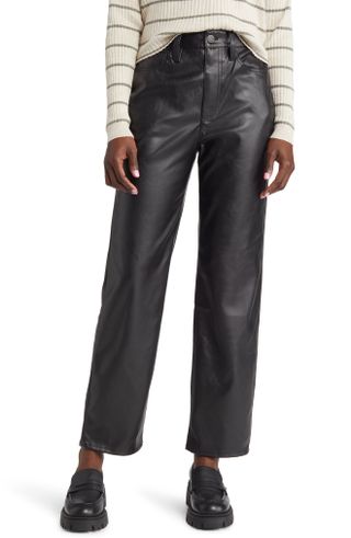 Madewell + The Perfect High Waist Straight Leg Faux Leather Pants