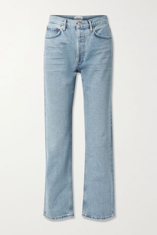 Agolde + Lana Distressed Organic Mid-Rise Straight-Leg Jeans