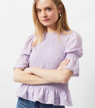 Anthropologie + Penny Textured Smocked Blouse