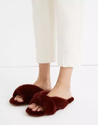 Madewell + Recycled Faux Fur Crisscross Slippers
