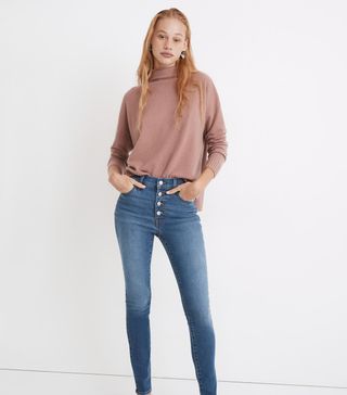 Madewell + 9-Inch Mid-Rise Skinny Jeans in Varney Wash: Button-Front Edition