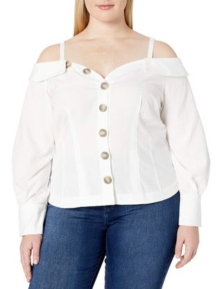 City Chic + Bardot Shirt Style Top With Button Down Detail