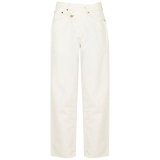 Agolde + Criss Cross White Straight-Leg Jeans