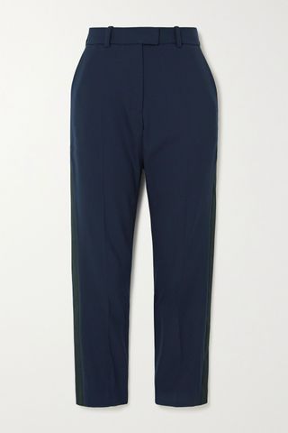 Racil + Aries Cropped Satin-Trimmed Wool-Blend Straight-Leg Pants