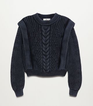 Mango + Embossed Contrasting Knit Sweater