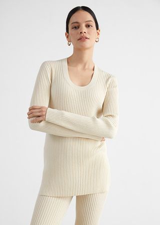 & Other Stories + Fitted Mulberry Silk Blend Rib Jumper