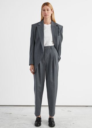& Other Stories + Tailored Tapered Pinstripe Wool Trousers