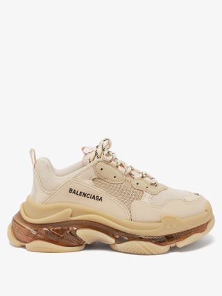 Balenciaga + Triple S Faux-Leather and Mesh Trainers