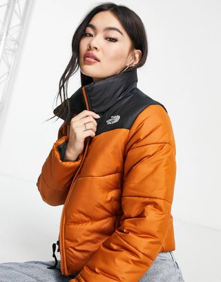 The North Face + Saikuru Cropped Puffer Jacket in Rust Brown