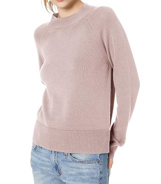 Daily Ritual + 100% Cotton Mock-Neck Pullover Sweater in Lilac