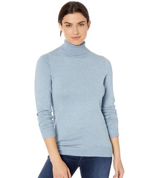 Amazon Essentials + Classic Fit Lightweight Long-Sleeve Turtleneck Sweater in Light Indigo Heather