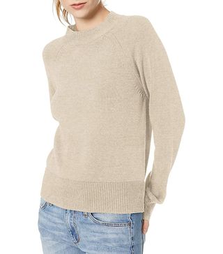 Daily Ritual + 100% Cotton Mock-Neck Pullover Sweater in Oatmeal Heather