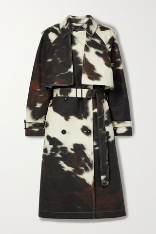 Stella McCartney + Leanna Double-Breasted Cow-Print Linen and Cotton-Blend Trench Coat