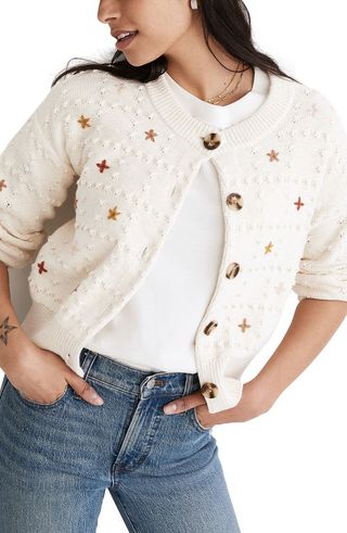 Madewell + Embroidered Sandlin Cardigan Sweater