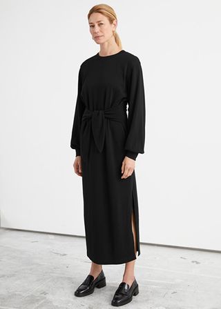 & Other Stories + Relaxed Belted Cotton Midi Dress