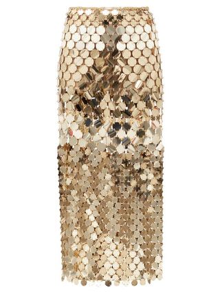 Paco Rabanne + High-Rise Chainmail Midi Skirt